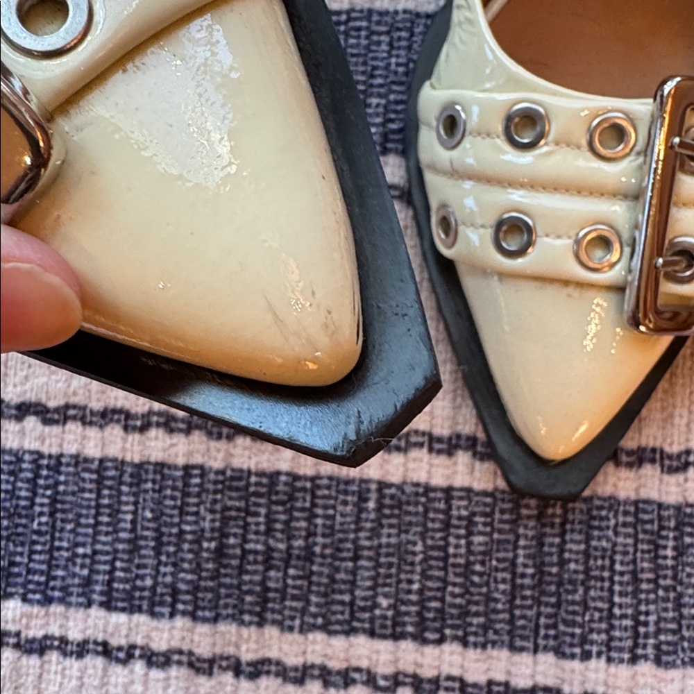 Women's White Egret Slingback Ballet Flat Shoe With Buckles - 35 - Picture 8 of 9